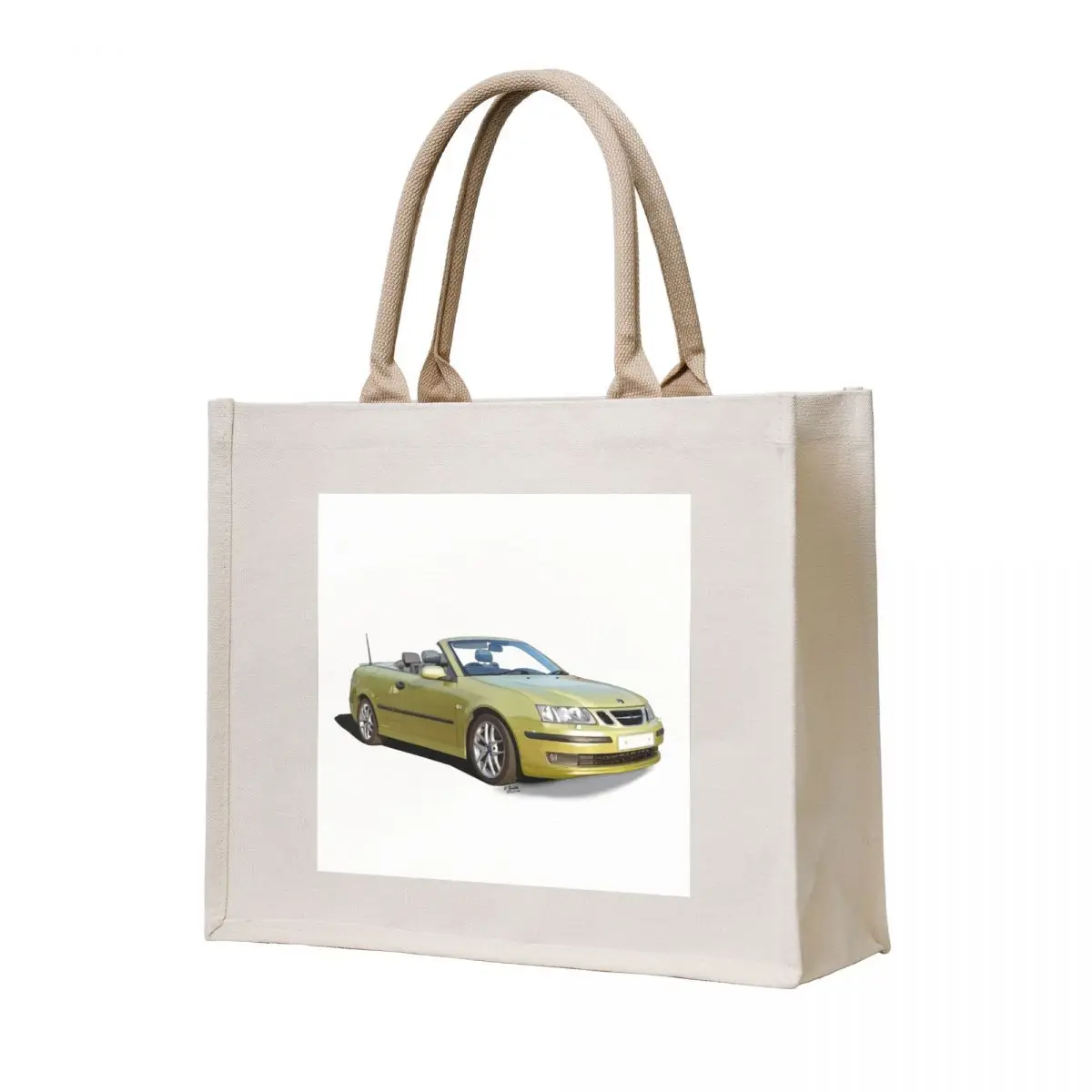 

saab 9-3 convertible lime yellow green Tote Bag shopping bag eco bag folding canvas shopping Gift