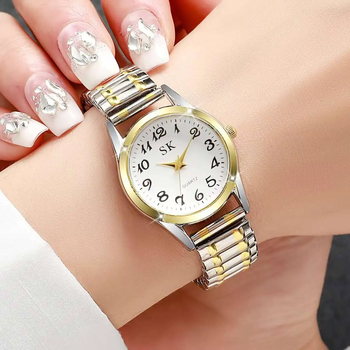 Fashion Small Dial Women Watches Elastic Strap Quartz Watch Reloj Mujer（Without Box） image 3