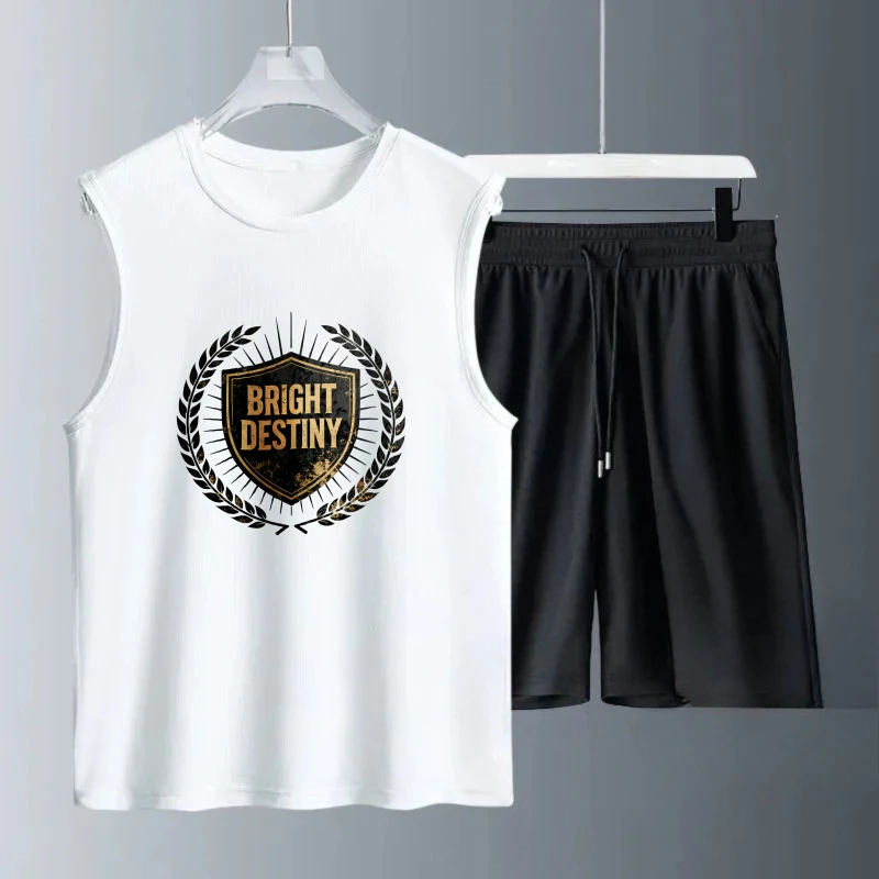 

Men's Tank top Sets clothing set Polyester Short Sleeve+ Shorts Summe Men's summer clothing Fashion Breathable Suit for man