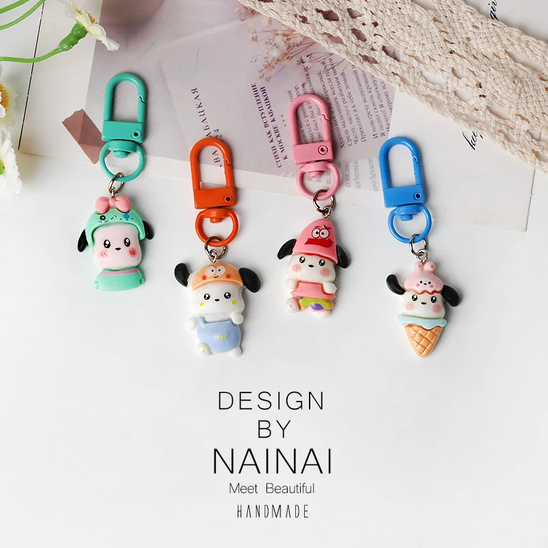 Cute Transforming Dog Keychain Mobile Phone Case Chain Student Pencil Bag Hanging Decoration Cartoon Lovely Girl Backpack