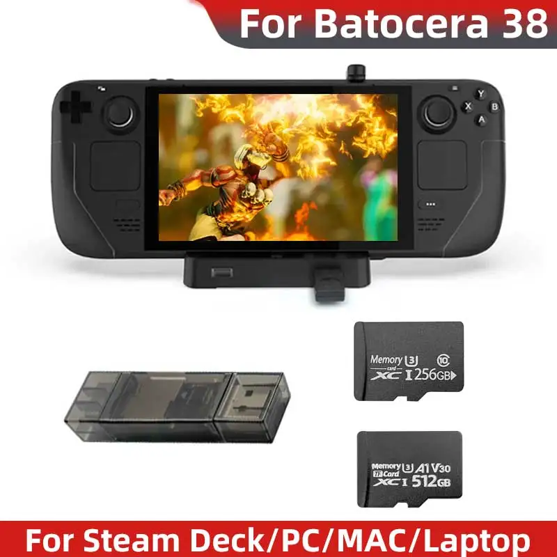 Game Card For Steam Deck with Batocera System SD Card For PC/Mac/Laptop Retro Games For PS3/PS2/PS1/PSP Emulator Game accessorie