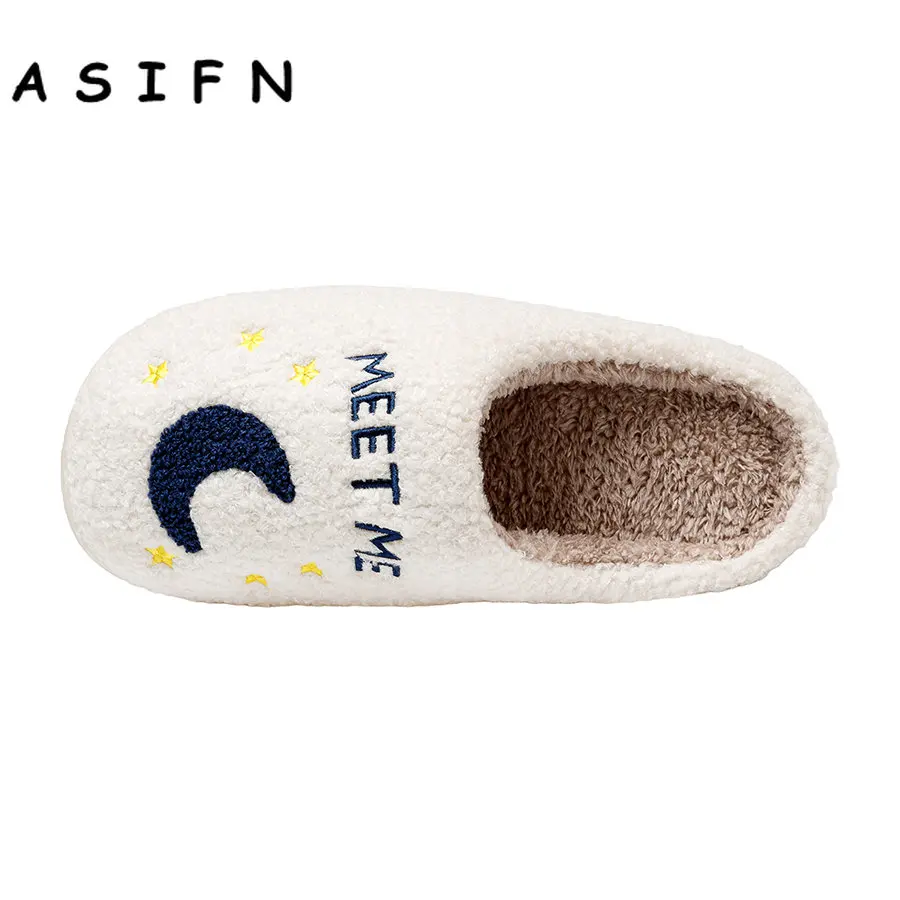 ASIFN-Chaussons de maison de dessin animé pour femmes, chaussures de diapositives de coussin, fourrure plate, doux, chaud, confortable, mignon, Meet