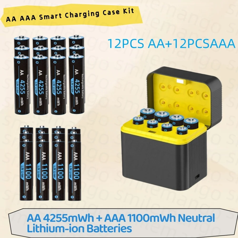 1.5V Oplaadbare Lithium Batterij AA 4255mWh/AAA 1100mWh Batterijen Hoge Capaciteit 1.5V Batterij voor Muis Afstandsbediening