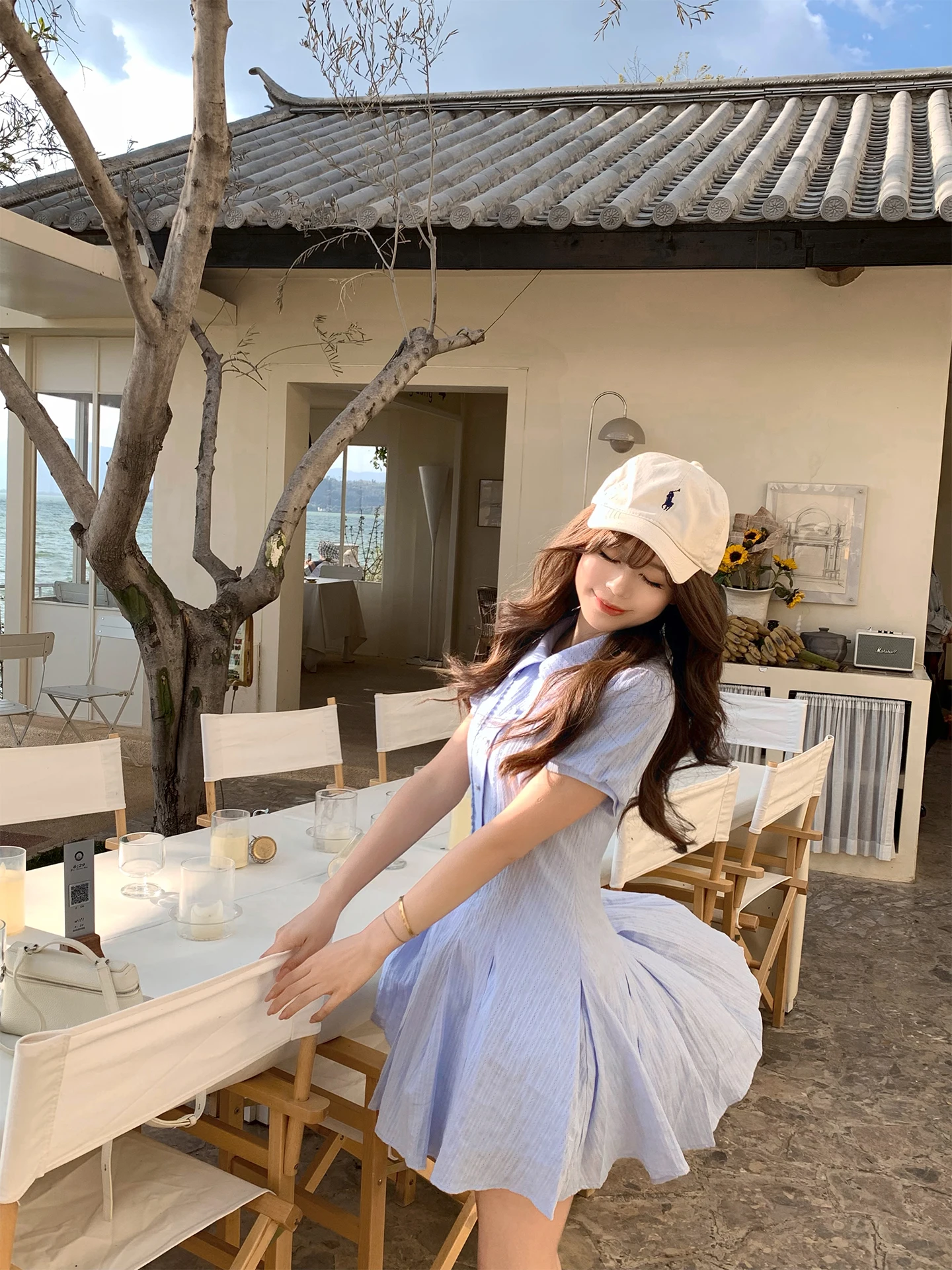 

Корейский стильный комплект из юбки-трапеции и шорт, женская модная летняя одежда, городской повседневный наряд, платье с короткими рукавами из полиэфирного волокна