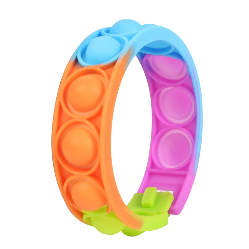 Pulseira de silicone anti-stress para crianças, bolha simples, brinquedo sensorial colorido, alívio sensorial do autismo