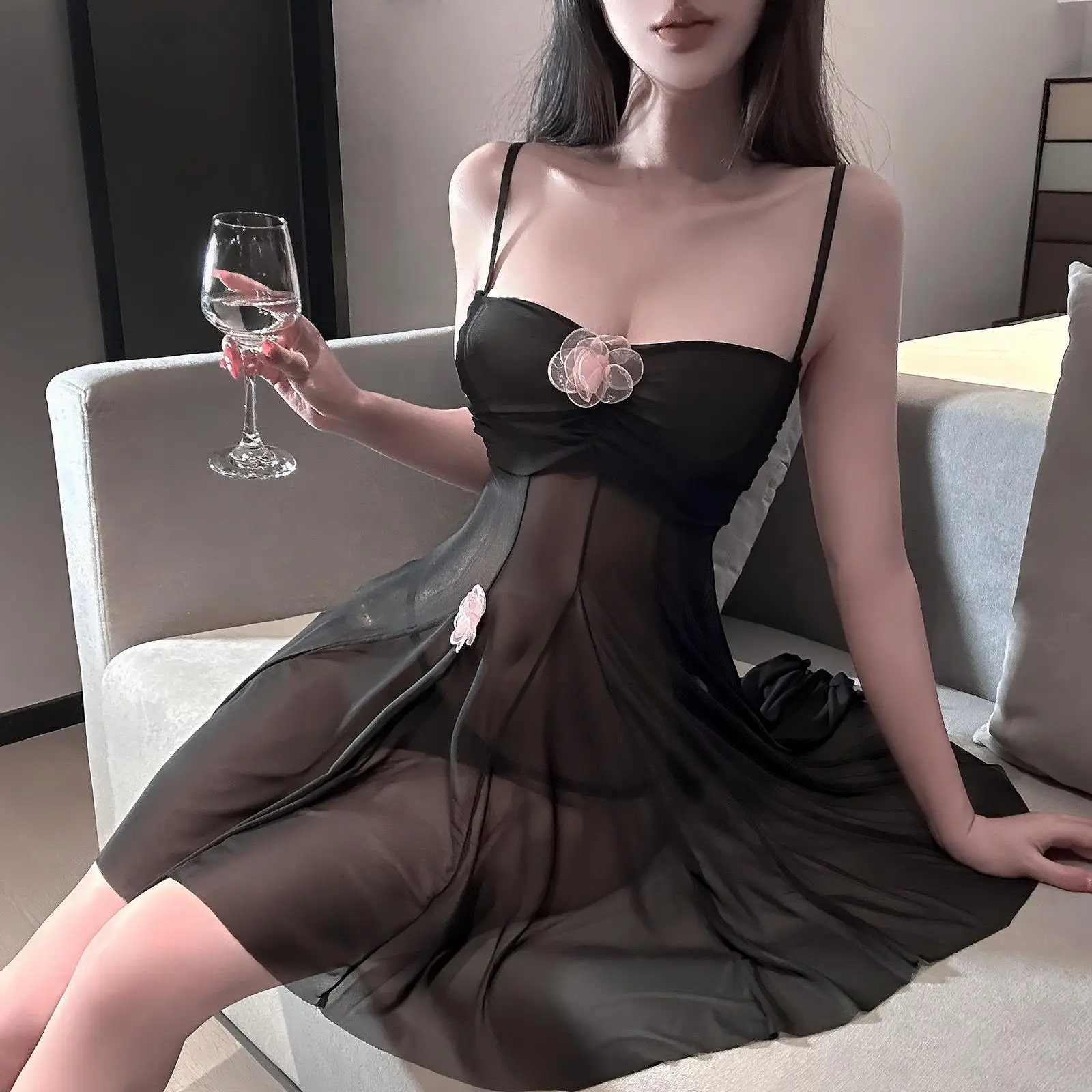 Easy to Open Spwear Dr Pure Desire Nun Sexy Costume loween High Slit Lace Dr Women's Sexy Faion Ciwalk Dr