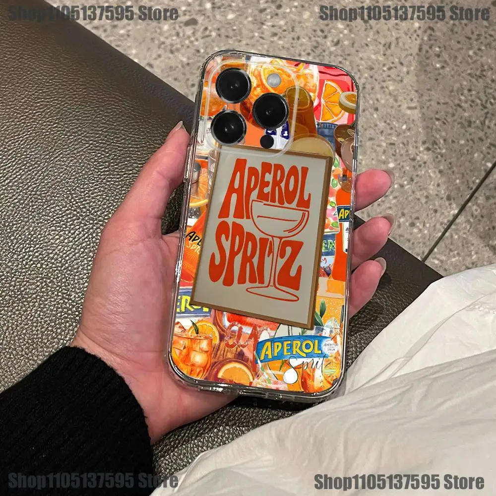 Etui na telefon Aperol Spritz Art do iPhone'a 17, 16, 15, 14, 13, 12, 11 Pro, Max, Plus, X, XS, XR, SE4, E Mini, przezroczyste, miękkie.