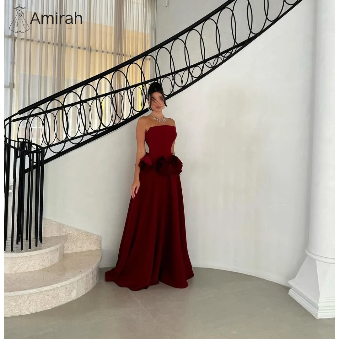 

Amirah A-line Satin Luxury Prom Dresses Elegant Evening Party Dresses Woman 2025 Off-shoulder Ball Gowns Custom Made Red Dress