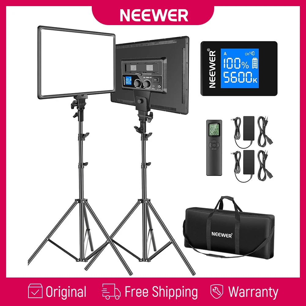 NEEWER LED-Lichtpanel 18 Zoll, 2er-Pack 45W Dimmbare Zweifarbige Studio-Videoleuchte