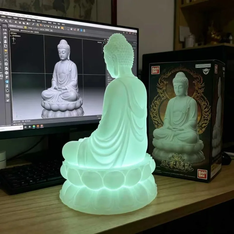 3D Printed Luminous Buddha Statue Ornament Meditation Decor Home Car Desktop Night Pearl Shining Gift - Detail 1