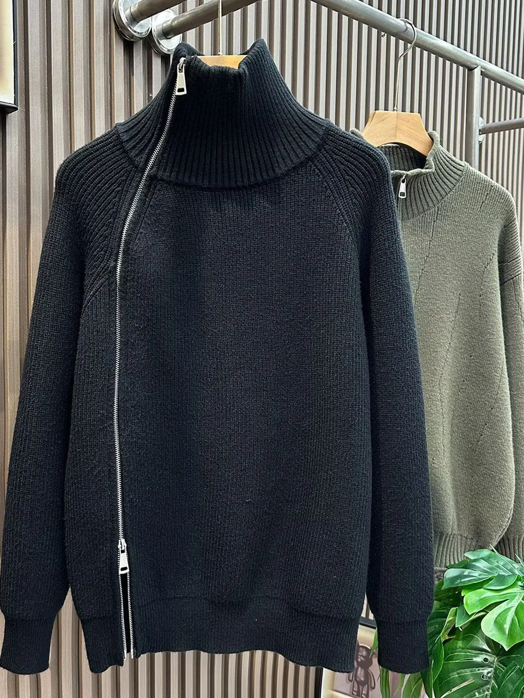 

Warm High Collar Long Sve Pure Color Knitted Sweater for Men Autumn Winter American Sle Euro Stand Casual Wear Polyes...