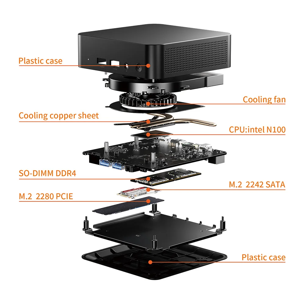 GenMachine nuevo Mini PC Intel N100 de 4 núcleos, ventana de 4 hilos 11 M.2 WIFI5 DDR4 PC Gamer BT 5,2 Mini ordenador 3,40 GHz 6W