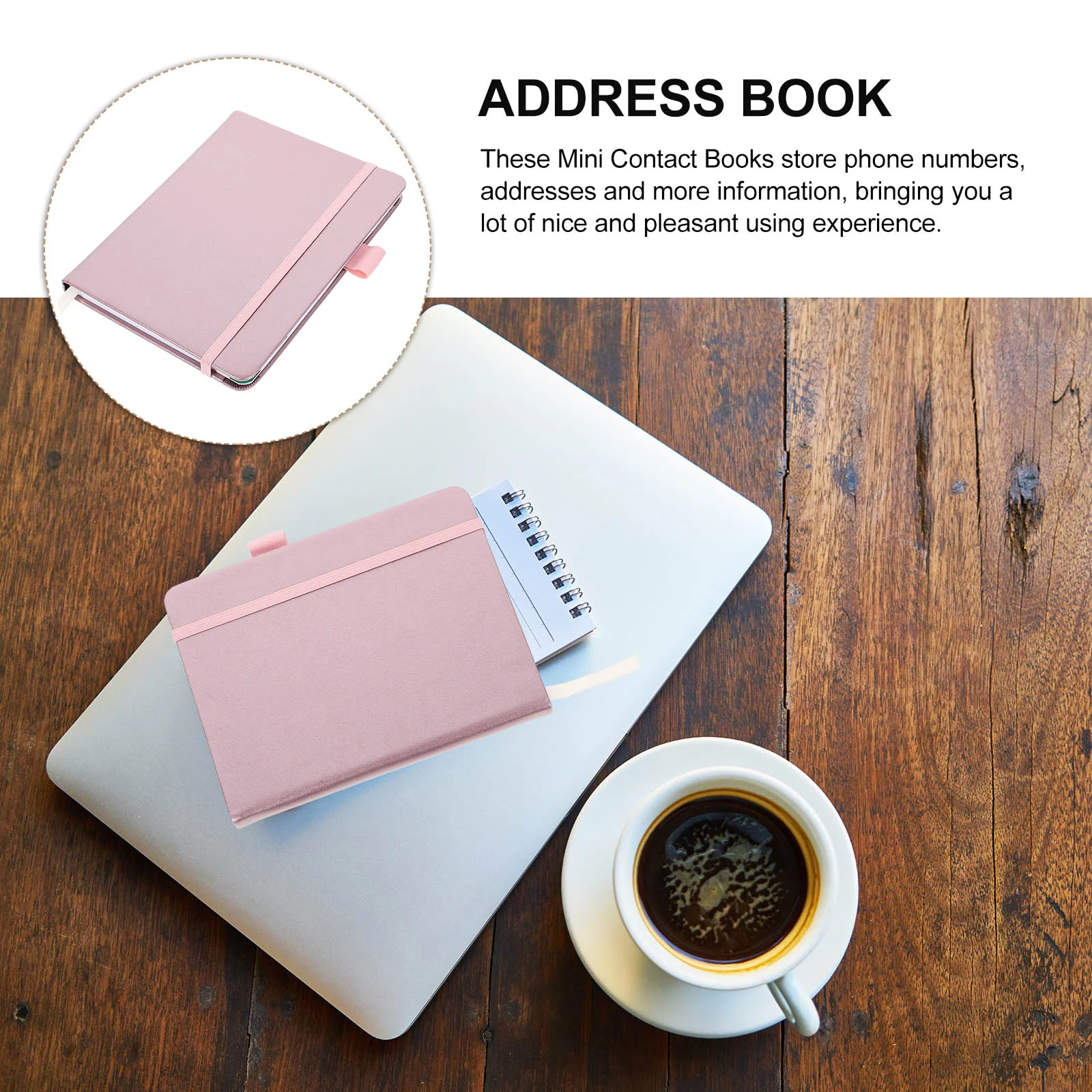 Small Journal Password Book Address Phone Imitation Index Page with Pen Insert Strap (sky Blue ) Notebook Home Office