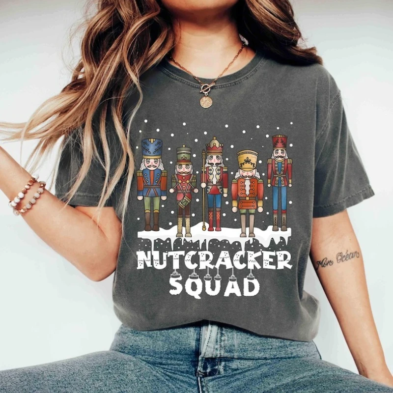 

Funny Cute Nutcracker Squad Christmas Funny Graphic Festive Gift Shirt Holiday Design High Quality Cotton Short-sleev Unisex