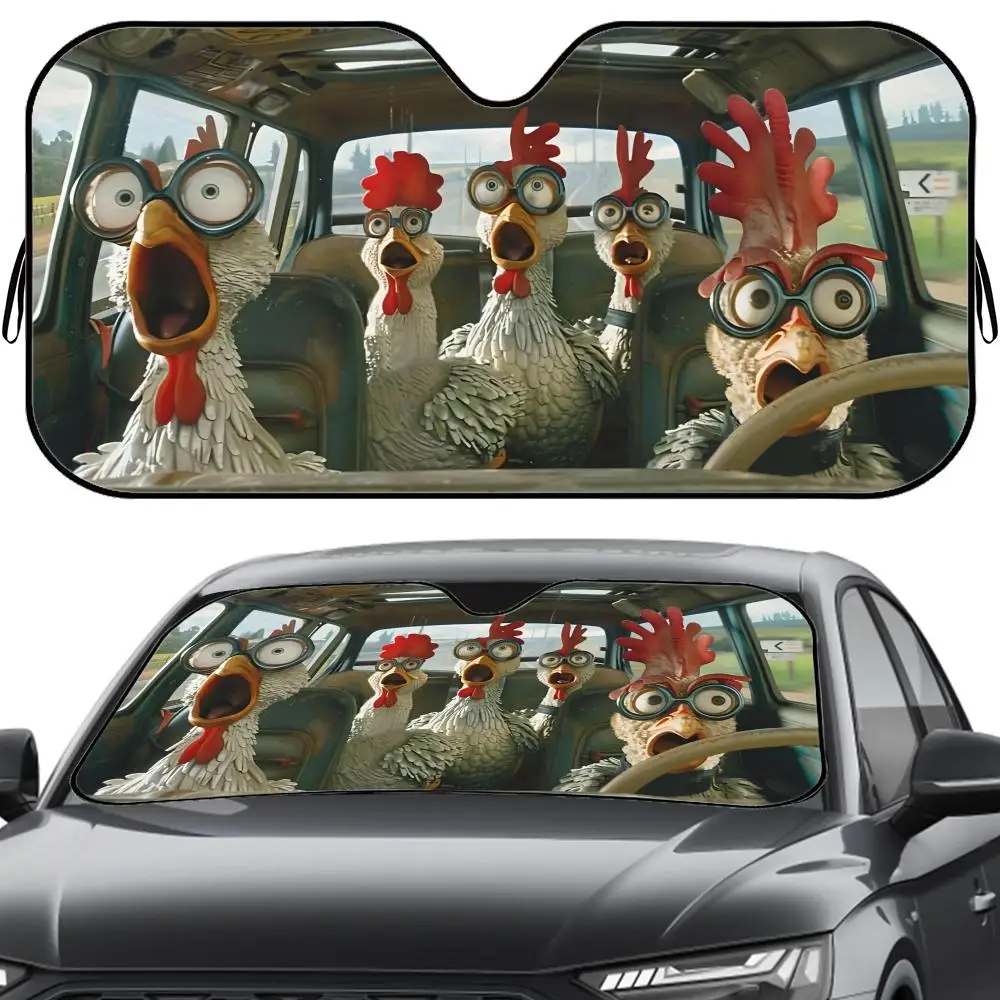

Driving Chickens Sun Visor Reusable Aluminum Foil Windshield UV Protection Heat Insulation Cover Sunshade