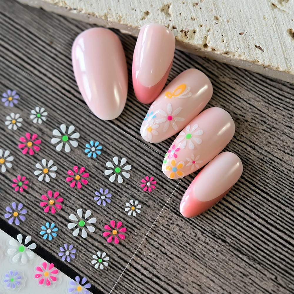 24Pcs Cute Colorful Flower Nail Stickers Summer Kawaii Butterfly Petal Nail Art Decals DIY Manicure 3D Self-adhesive Sliders&7^E