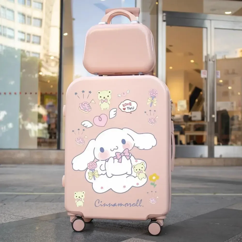 سينامورول سانريوس حقيبة صندوق عربة فتاة طالب الكرتون Kawaii الكرتون الصعود صندوق كلمة المرور أكياس للمرأة أنيمي الشكل