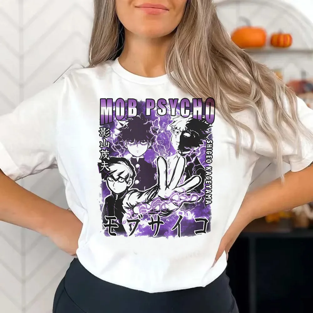 Mob Psycho 100 t-shirt girl gothic manga clearance sales t shirt vintage meme Retro graphic