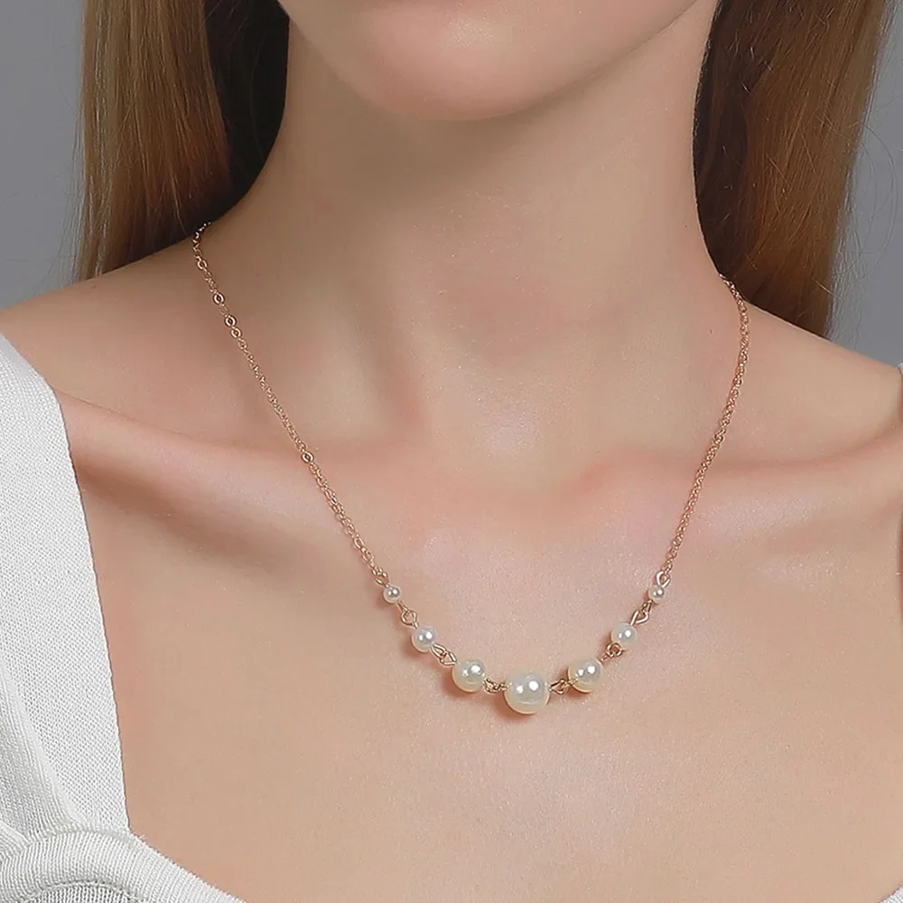 Minimalist Necklace Women's Instagram Haruku Style 7 Pearl Collarbone Chain Short Niche Trendy Jewelry Accessories