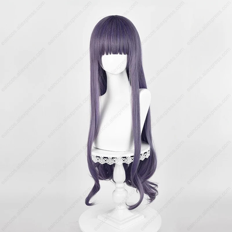 Tomoyo-Peluca de Cosplay Daidouji, pelo sintético resistente al calor, 85cm de largo, Gris, Morado, rizado, Anime