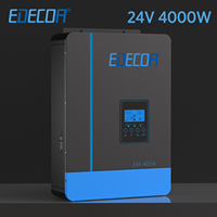 EDECOA 4KW Hybrid Solar Inverters Pure Sine Wave Off Grid Inverter with 24V to 220V 230V 110A MPPT AC Charger & WiFi Module