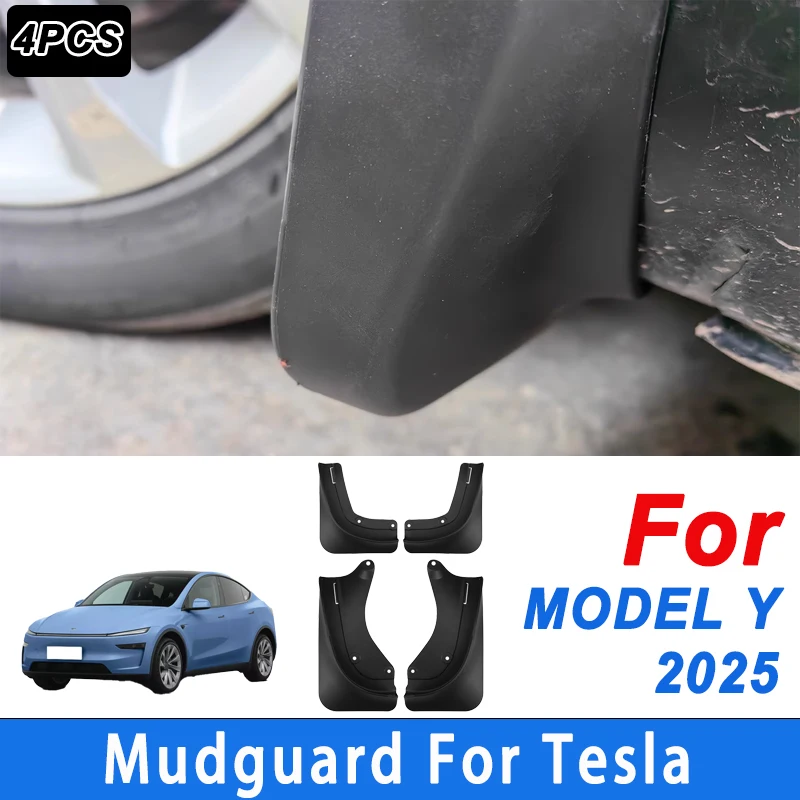 

For Tesla MODEL Y 2025 Automotive Tire Mudguard Waterproof Prevent Mud Splashing Car Mud Flaps Fender Trim 4pcs Accessories