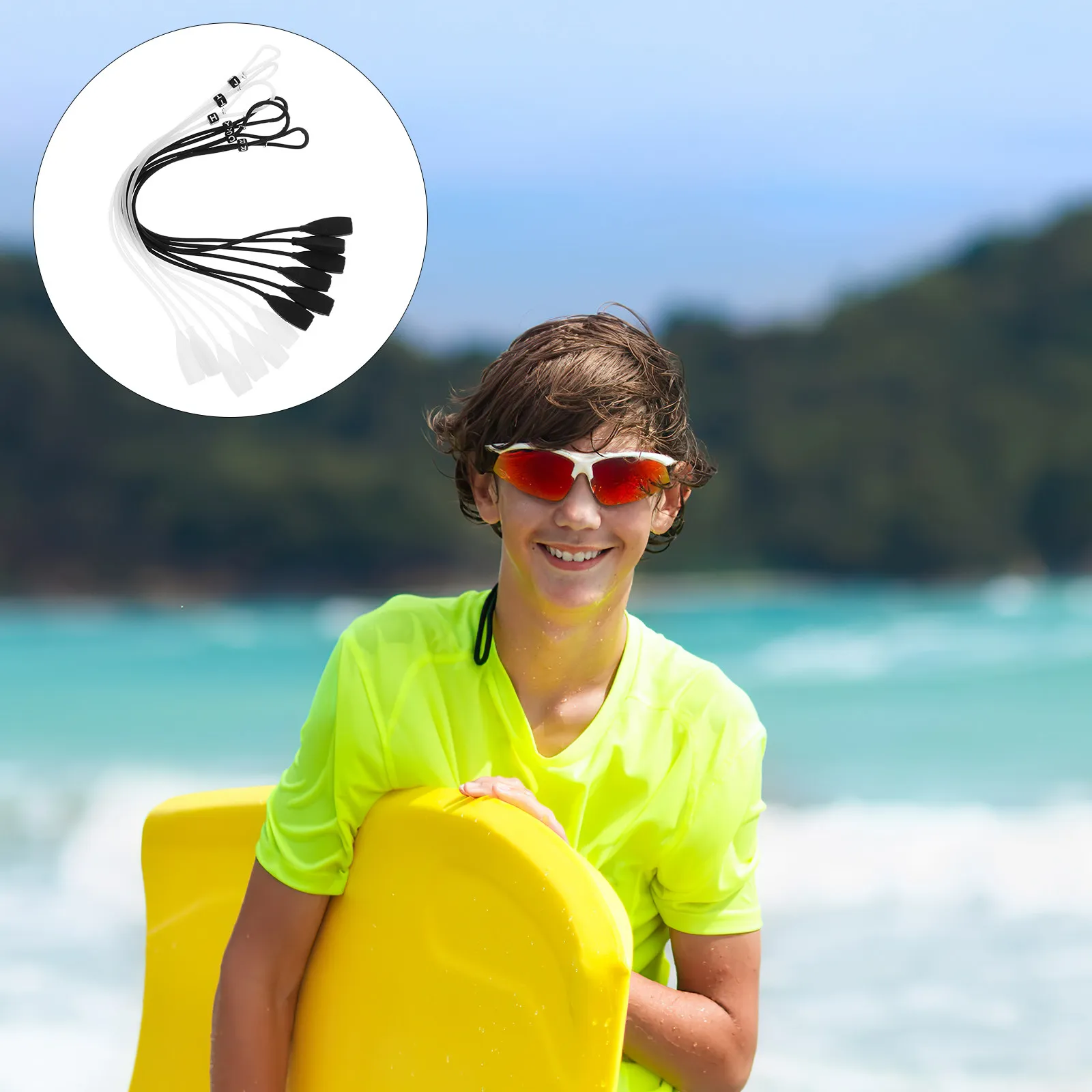 

6Pcs Anti-Skid Glasses Lanyard Silicone Eyeglass Cord Professional Adjustable Stretchable Floatable Retainer for Boating Surfing