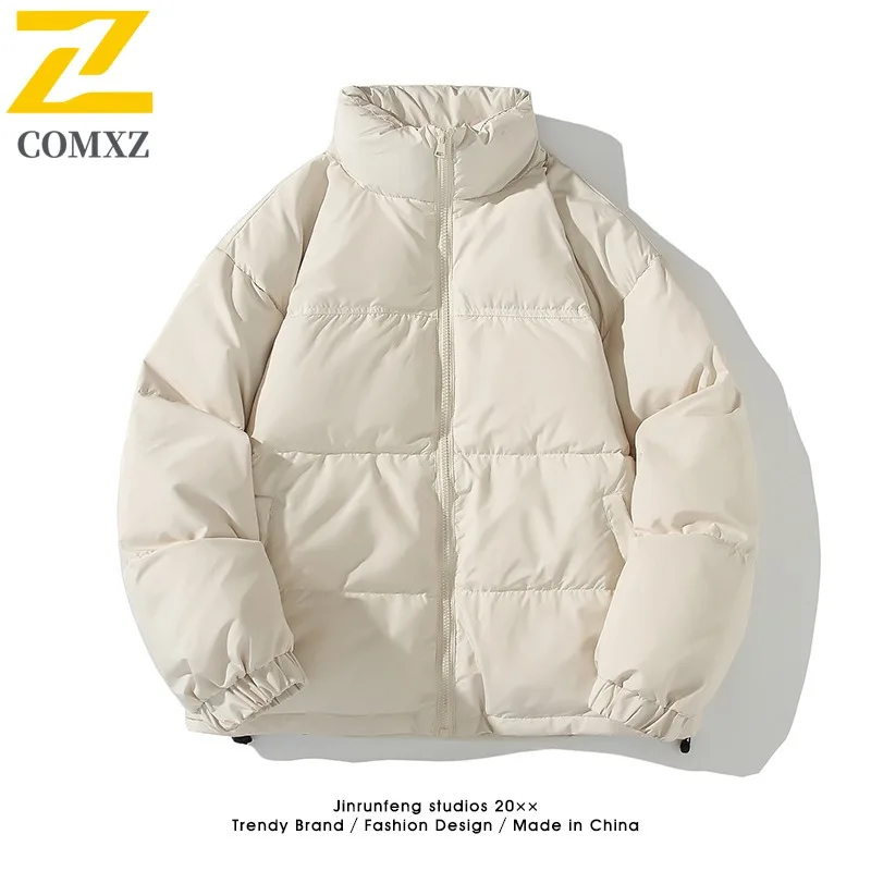 COMXZ Minimalist Padding Coat Classic Thickened Stand Collar Warm Work Quilted Jacket Streetwear Windproof Men's Winter Jacket