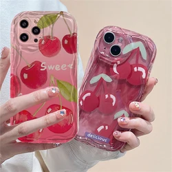 Pink Cherry Daisy Clear TPU Phone Case For IPhone 17 Air 15 14 11 16 Pro Max 12 13 MIni Flower Wavy Bumper Silicone Cases Cover