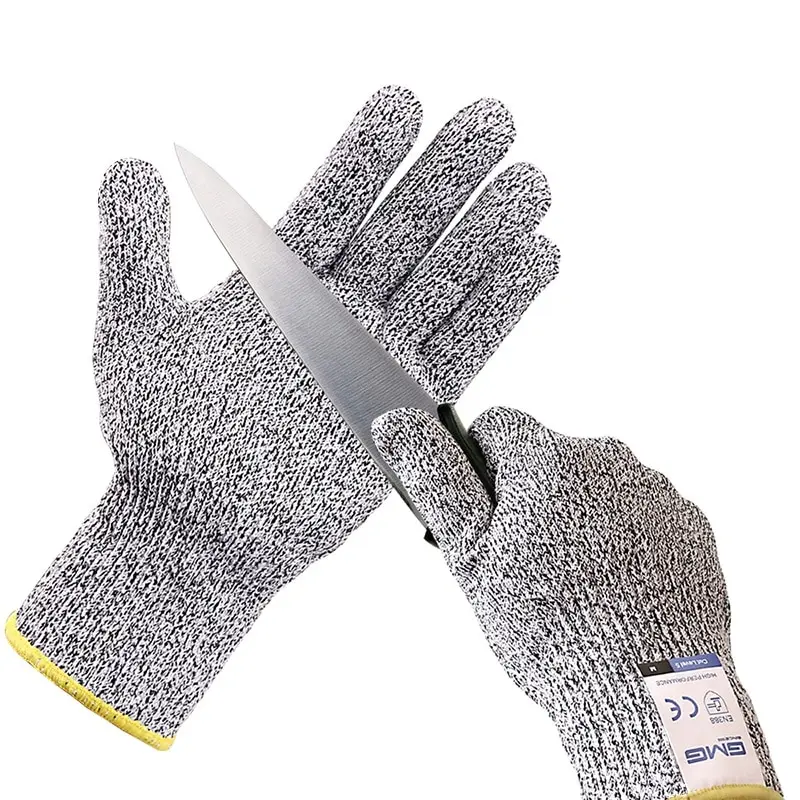 Anti Cut Proof Gloves Hot Sale GMG Grey Black HPPE EN388 ANSI Anti Cut Level 5 Safety Work Gloves Cut Resistant Gloves