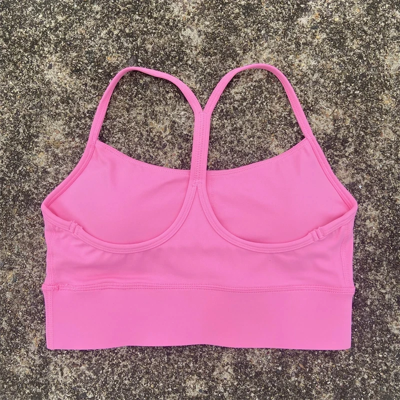 Solid Color Y Shape Fitness Women Sport Bra Gym Yoga Vest Athletic Cross Underwear Tight Gym Top Workout Soft With Chest Pad