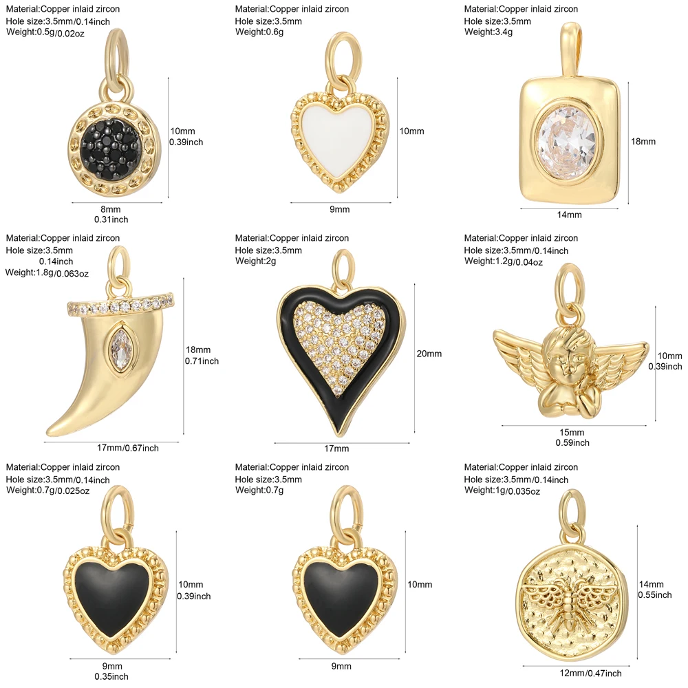 Diy Charms for Make Earrings Bracelet Necklace Classic Hearts for Jewelry Making Supplies Gold Color Dijes Excellent Quality