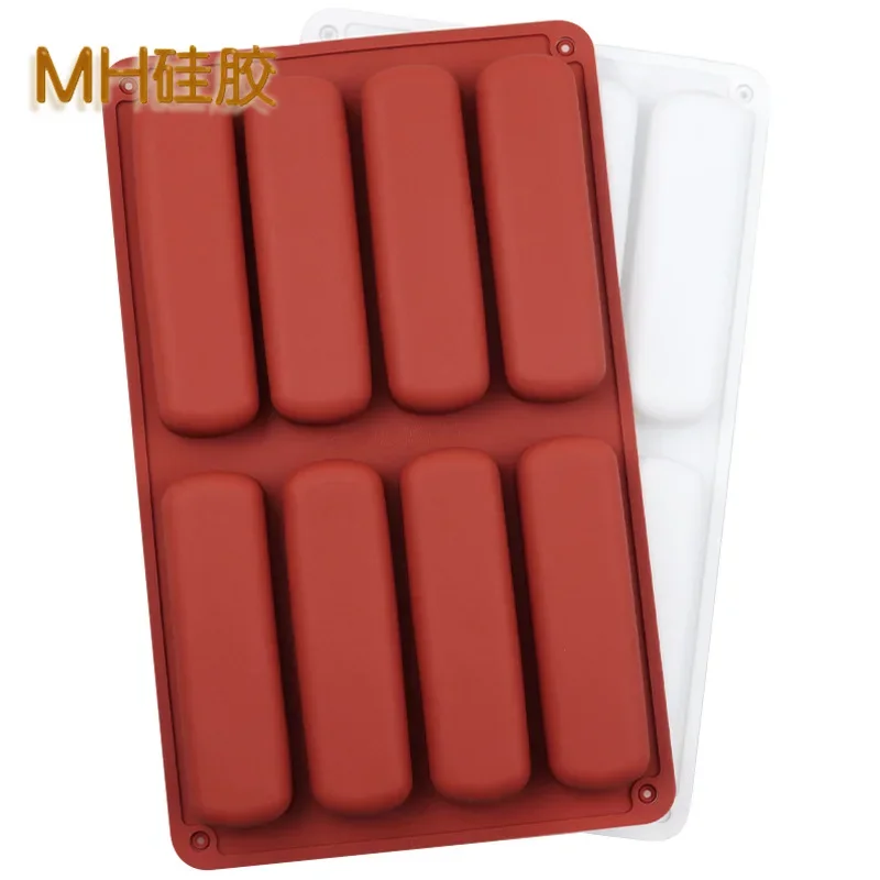 

8 Holes Long Strip Silicone Mousse Cake Molds DIY Handmade Chocolate Soap Mould Cake Tools Pan Jelly Sandwich Biscuits Mold