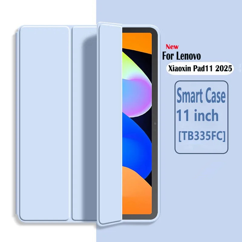 

Для Lenovo Xiaoxin Pad 11 2025 чехол 11 дюймов TB335FC магнитная тройная подставка из искусственной кожи силиконовый мягкий чехол для планшета Funda Coque