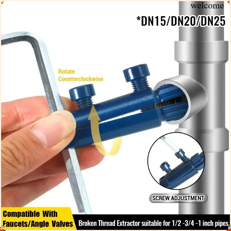

Broken Pipe Thread Extractor for 1/2-3/4-1inch DN15/20/25 Pipes Thread Removal Tool for Broken Threads in Faucets/Angle Valves