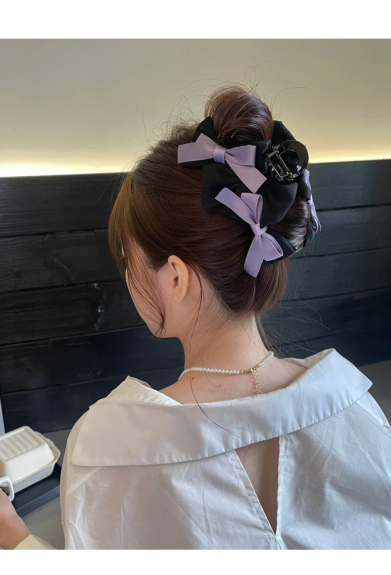 Girl's New Claw Clips Korean Version Sweet Style French Style Bow Hair Clips Women's Claw Clips Large Shark Clip Kawaii Headwear