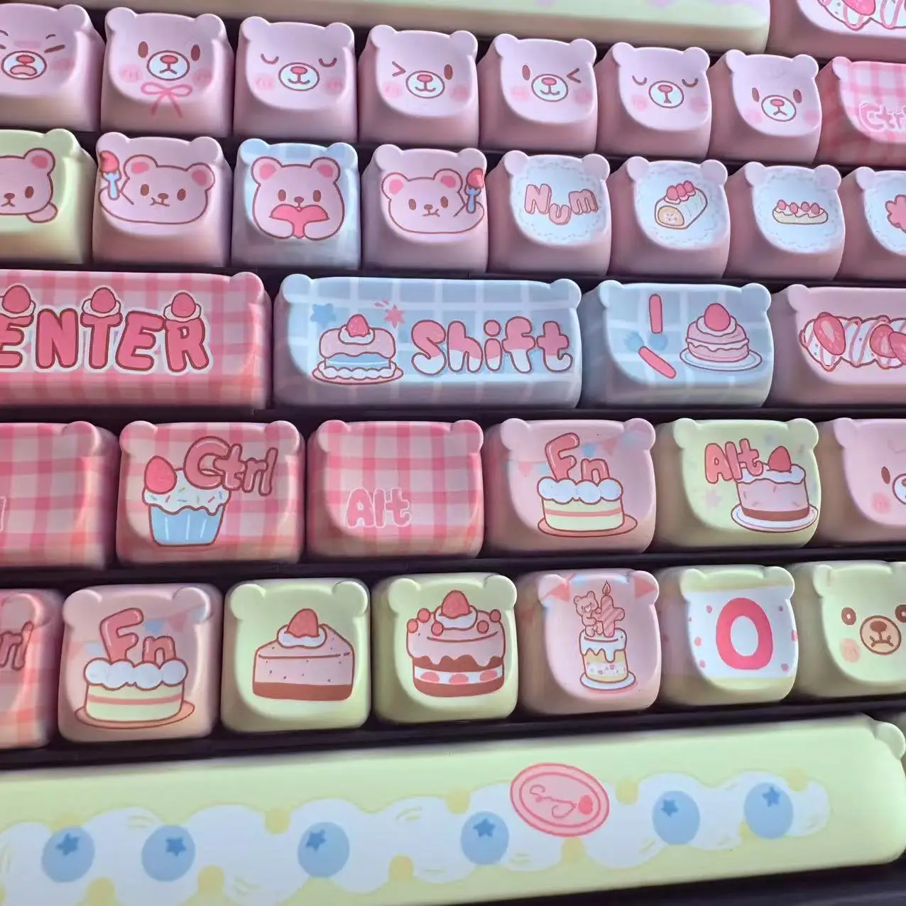 

Колпачки для клавиш с клубничной тематикой, милые колпачки для клавиш, набор клавиш из ПБТ, индивидуальный подарок, механическая колпачок для сублимационной клавиатуры EAO