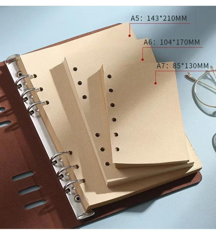 رقاقة بديلة للكمبيوتر الدفتري مقاس A5 ورق أوراق شجر فضفاضة ورق كرافت ورق خط فارغ للوازم المكتبية والمدرسية #6