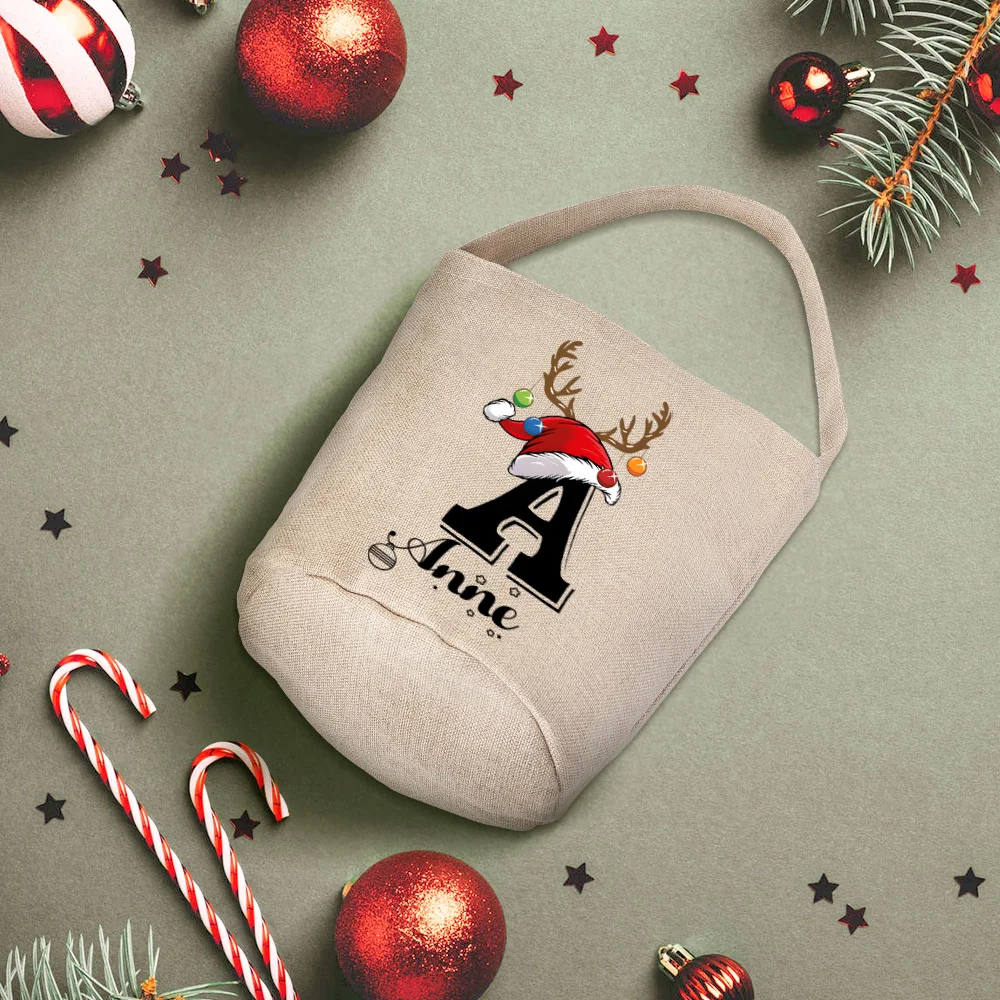 Personalised Large Santa Christmas Sack Bucket Bags Retro Traditional Christmas Present Bag Father Christmas Delivery Sack