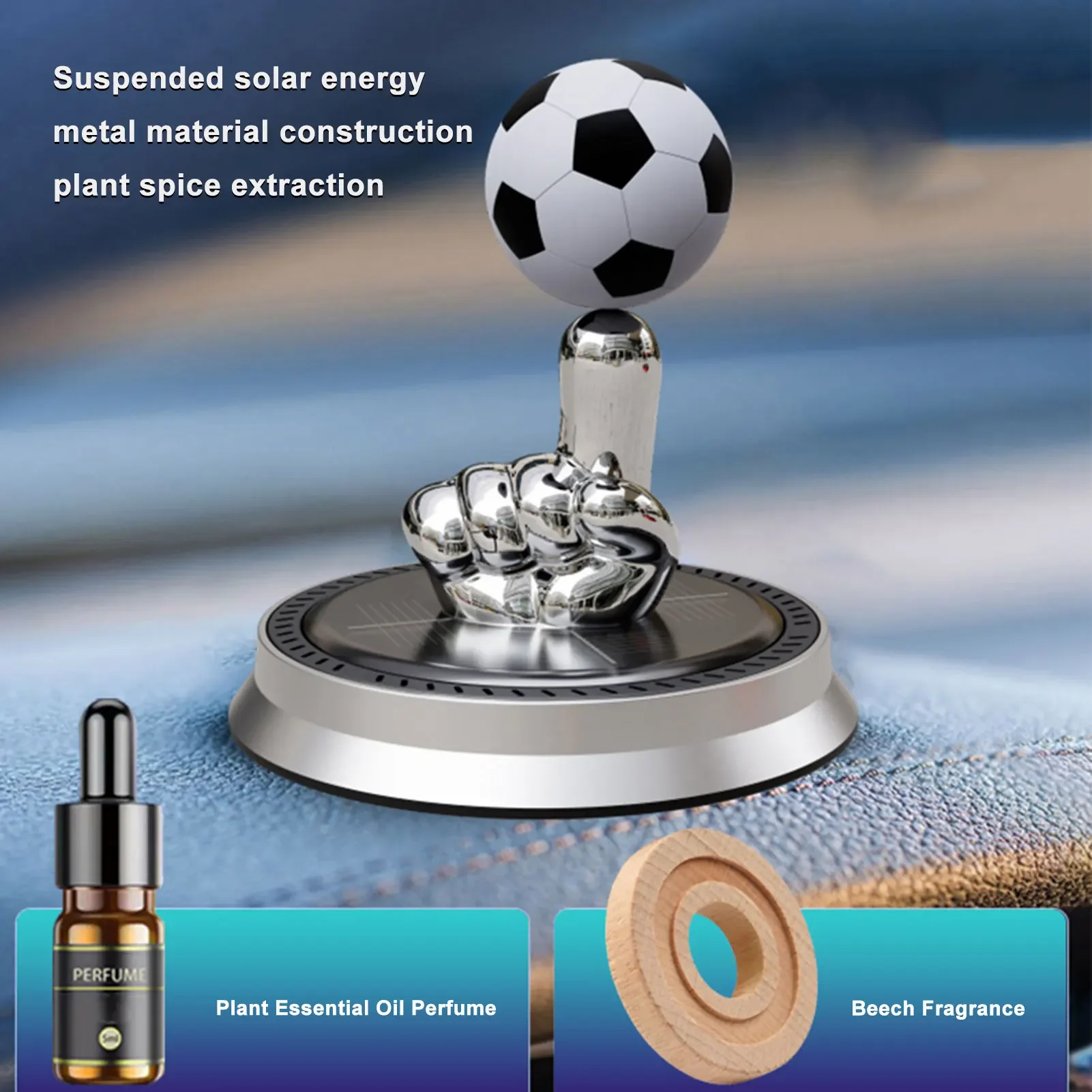 Solar Car Fragrance Finger Football Car Air Freshener Automatic Rotating Floating Ball Auto Interior Home Aromatherapy Diffuser