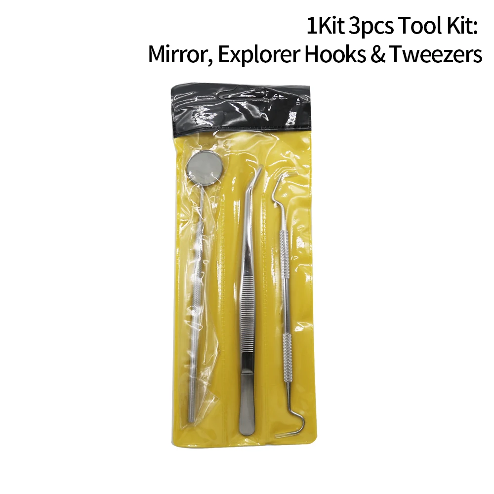 

1Kit 3pcs Tool Kit: Mirror, Explorer Hooks & Tweezers