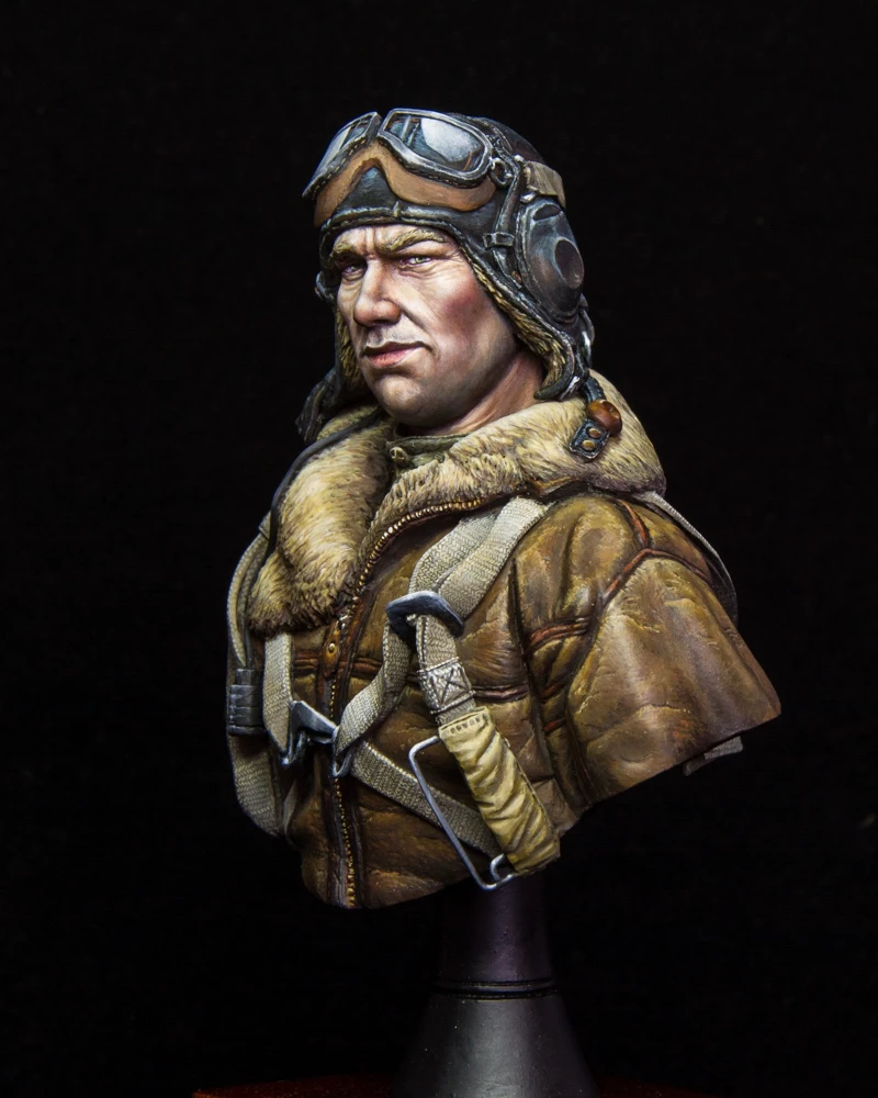 1/10 스케일 다이캐스트 수지 흉상 모델 키트 제2차 세계대전 소련 조종사 전투기 동상 조립되지 않고 도색되지 않음