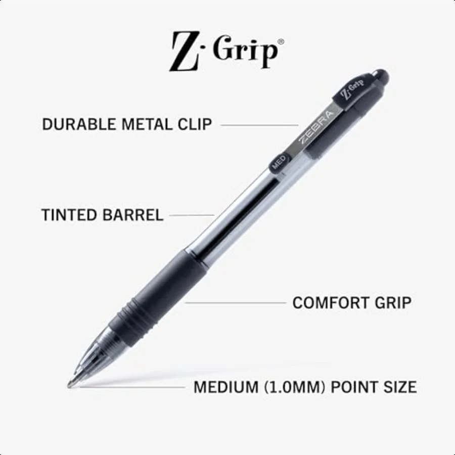 ปากกาลูกลื่น ZGrip แบบยืดหดได้ หมึกดำไหลลื่น ขนาด 1.0 มม. หัวขนาดกลาง เหมาะสำหรับนักเรียน ครู และสำนักงาน บรรจุ 7 ด้าม 22 ชิ้น