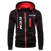 CCM Men's Sports Hoodie Casual Winter Lined Plus Fleece Zipper Pocket Clothing Everyday Outdoor Hooded Sweatshirt Black