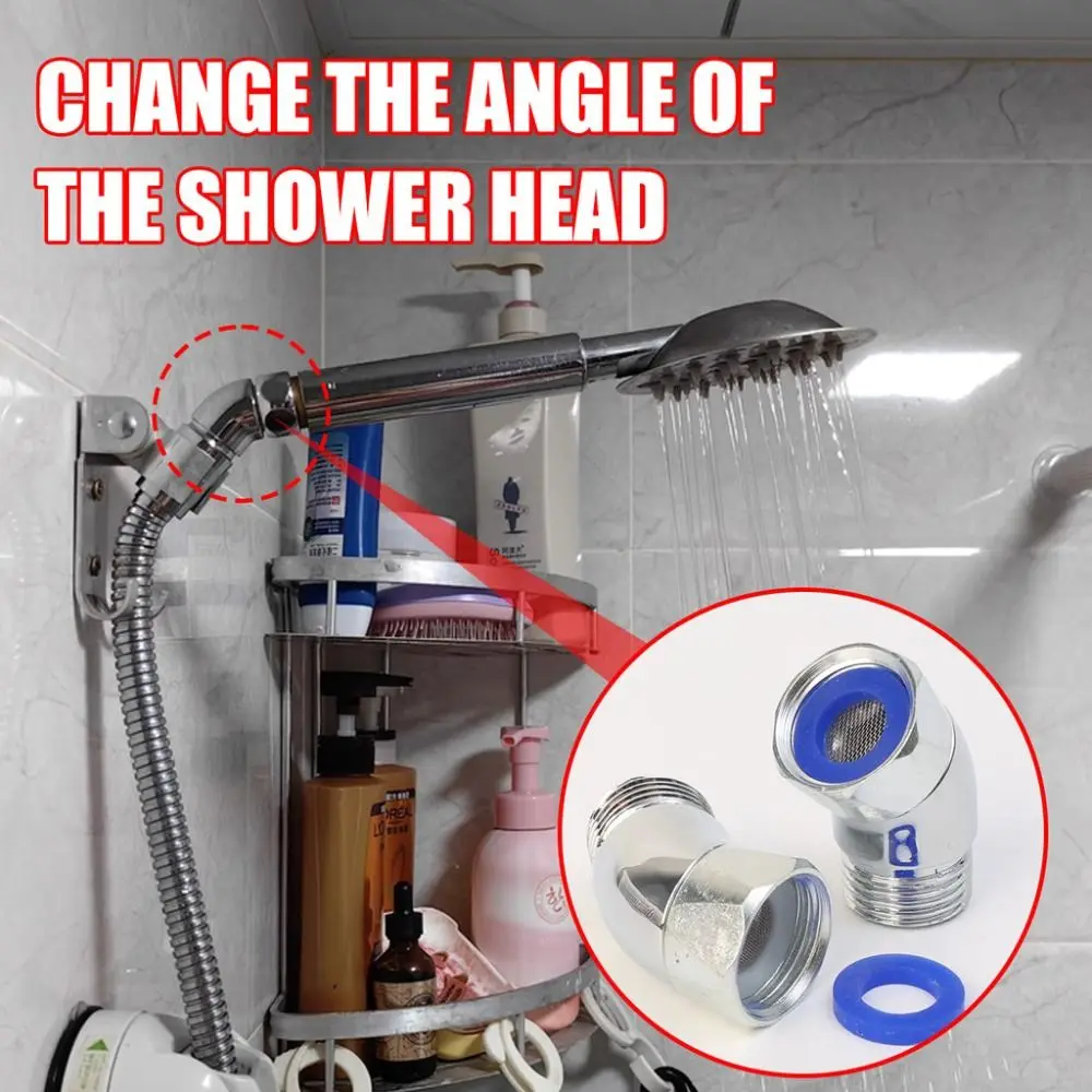 Practical 135 Degree Showerhead Angle Adjuster Universal Port Handheld Shower Elbow Adapter 1/2-inch Elbow Shower Arm Extension