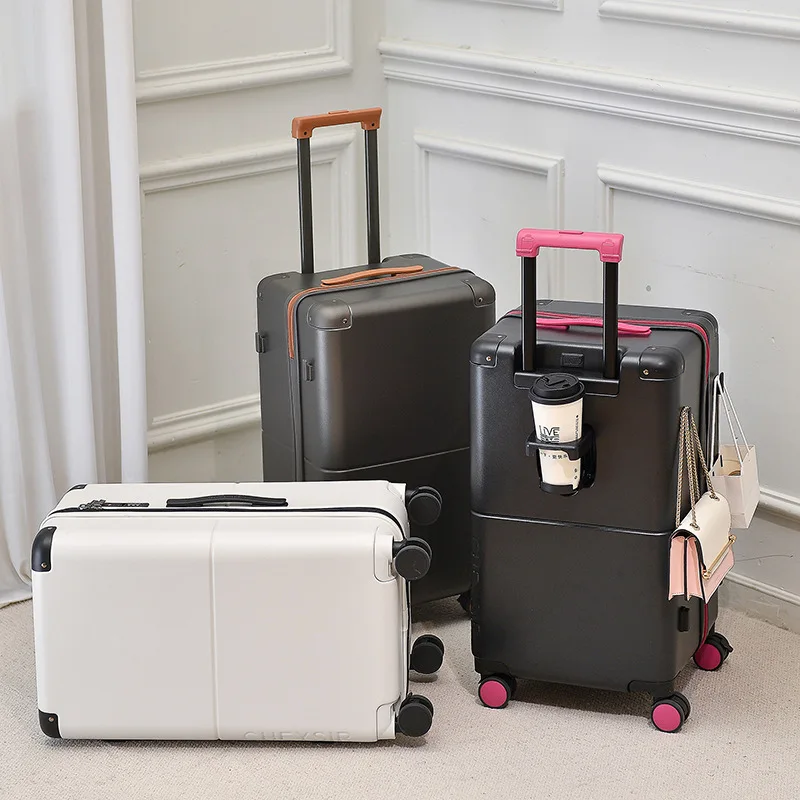 

KLQDZMS New Suitcase 20"24"26"29 Inch Large Capacity Trolley Case ABS + PC Boarding Box Women's Multi-functional Cabin Luggage