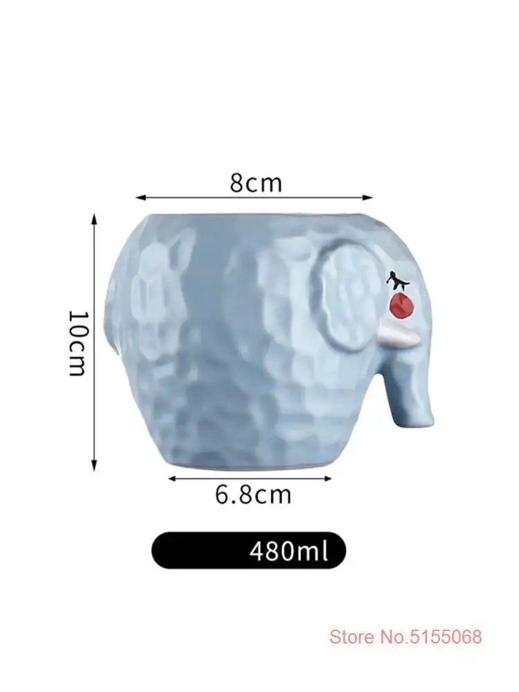 Ceramics Tiki Mug 480ml Sky Blue Cute Elephant Cocktail Glass Restaurant Hotel Mixed Wine Glass Hawaiian Beach Party Drink Cups