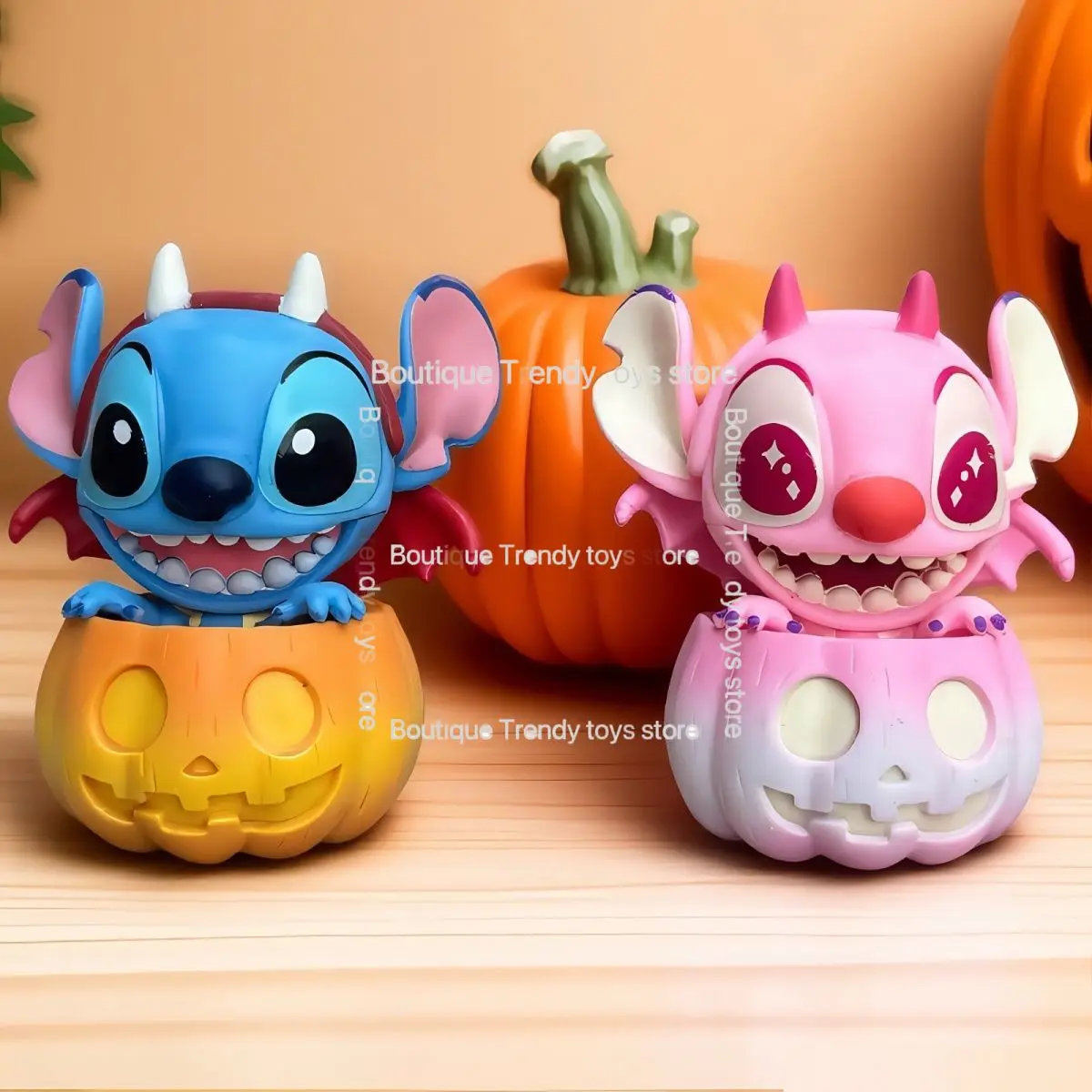 Disney Mickey Mouse Stitch Plush Doll Friends Pumpkin Halloween Desktop Series Ornaments Blind Box Gift