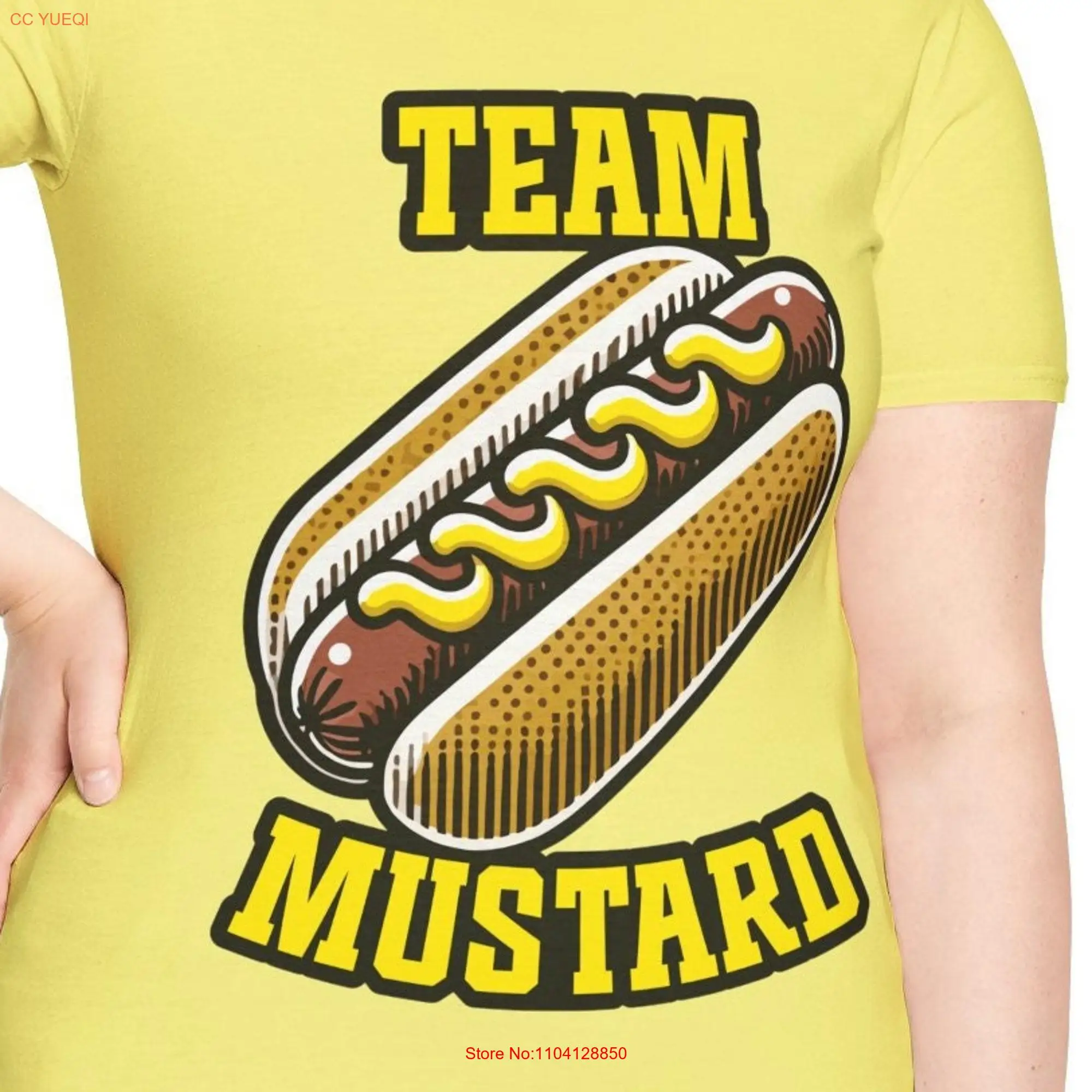 Team Mustard Hotdog Lover Foodie T Shirt long or short sleeves