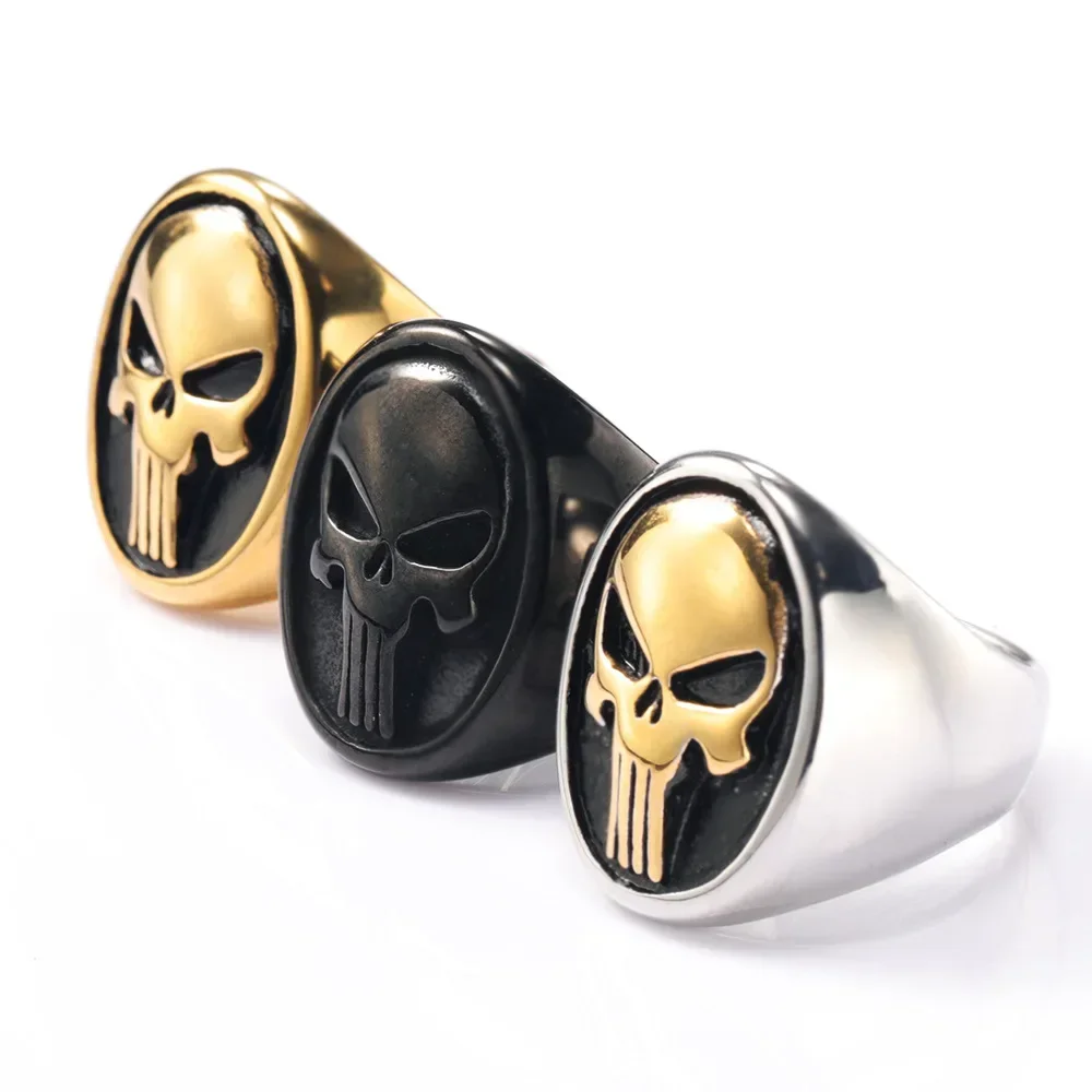 

Punisher Multi Color Skull Punk Motorcycle Stainless Steel Ring Size 7-13